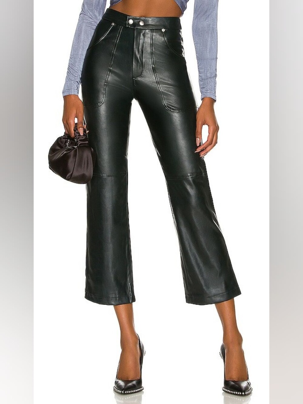 Blank NYC "The Baxter" Black Pu Leather Straight Leg Pants Sz31/MD NWT